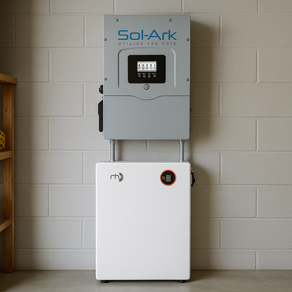 Sol-Ark 12kW Hybrid Inverter Bundle MNPowerflo16 Energy Storage System With 16.1 kWh Lithium Wall Mount Battery lifestyle hero image
