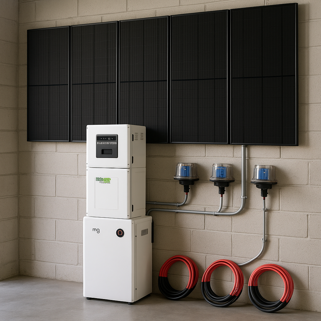 MidNite Power Hybrid Solar Kit Kit-MidNite-01 With 11.4kW Split Phase Inverter And 16.1kWh LiFePO4 Battery lifestyle hero image