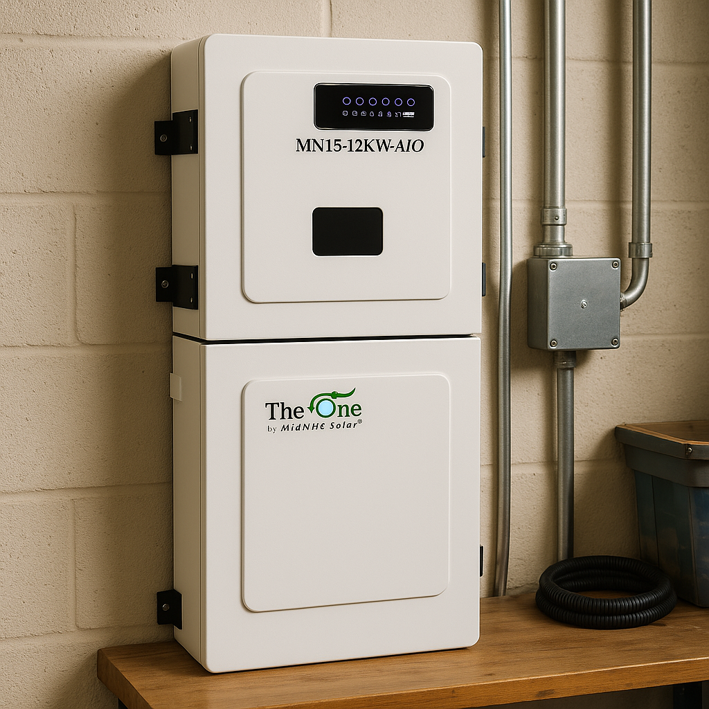 MidNite Power TheOne MN 15-12KW-AIO Hybrid Inverter 15kW PV Input 11.4kW Output 600V VOC 48V 120-240V Split Phase lifestyle hero image