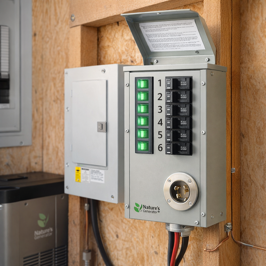 Nature's Generator Refurbished 120V/240V Manual Transfer Switch 30A 6-Circuit for Home Power — lifestyle hero image