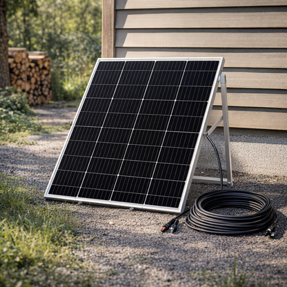 Refurbished Nature's Generator Power Panel Solar Panel With 50 Ft Cable For Recharge And Backup — lifestyle hero image