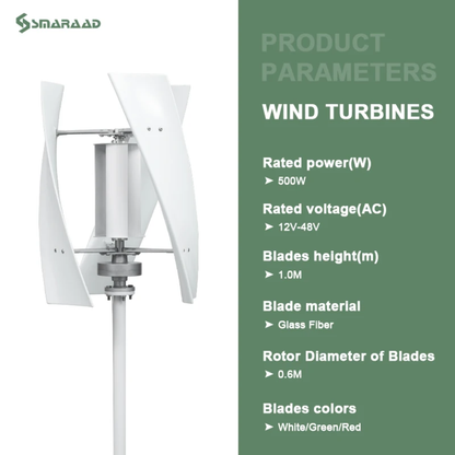 Vertical Wind Generator 500W 12V 24V pole Not Included