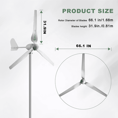 1500W Wind Generator Pole Not Included