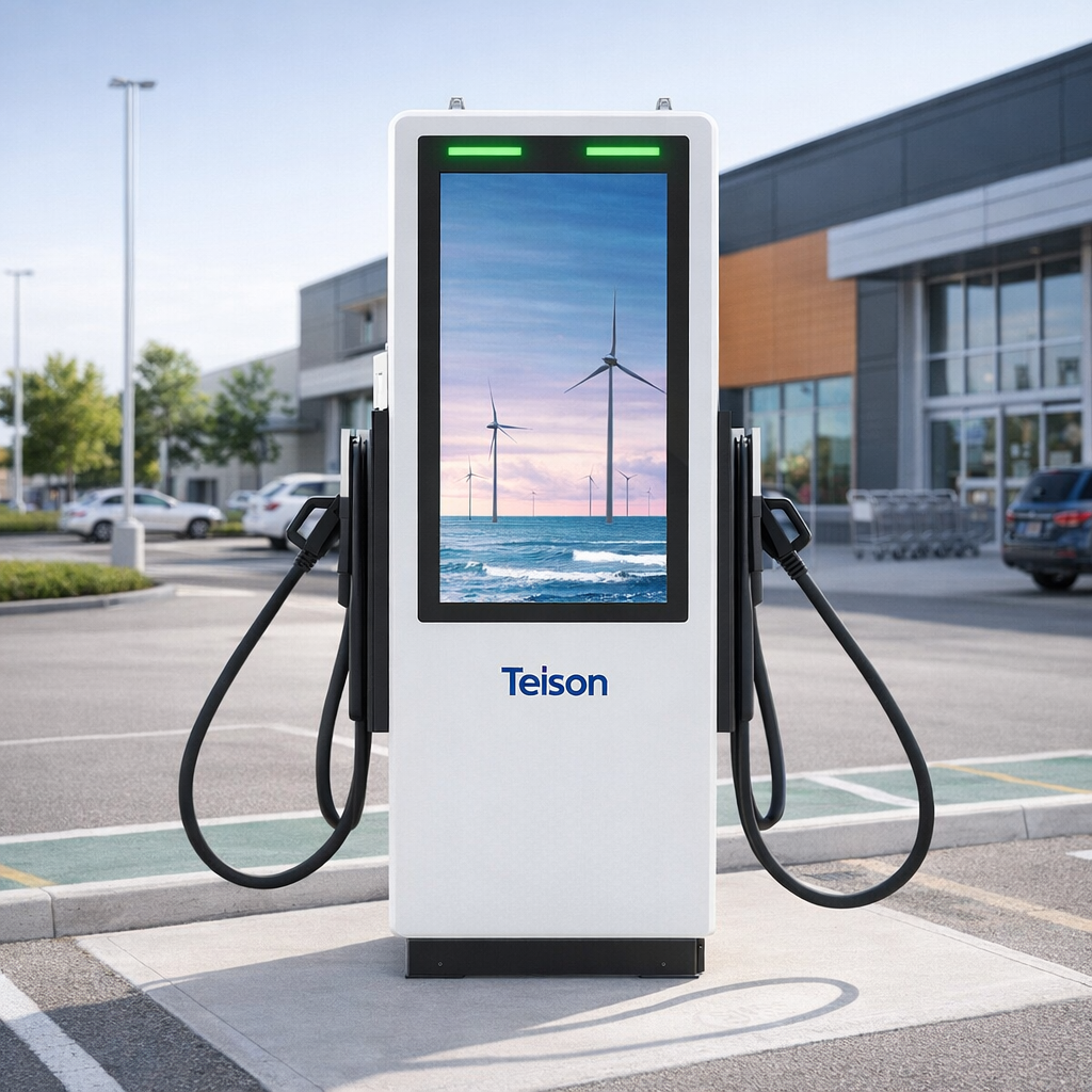 Teison DC Vision 60-240kW Ad Charger — photorealistic lifestyle hero image
