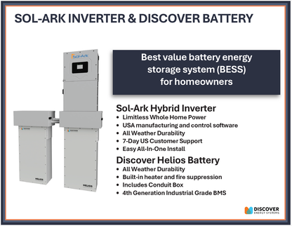Sol-Ark 15K-2P Hybrid Inverter System With Discover Helios 16kWh Battery For Whole-Home Backup