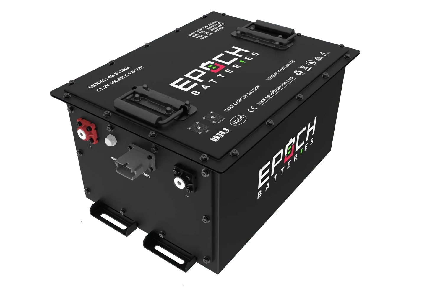 Epoch Batteries 48V 105Ah - LiMax Series - Lithium (LiFePO4) Golf Cart Battery - Complete Kit